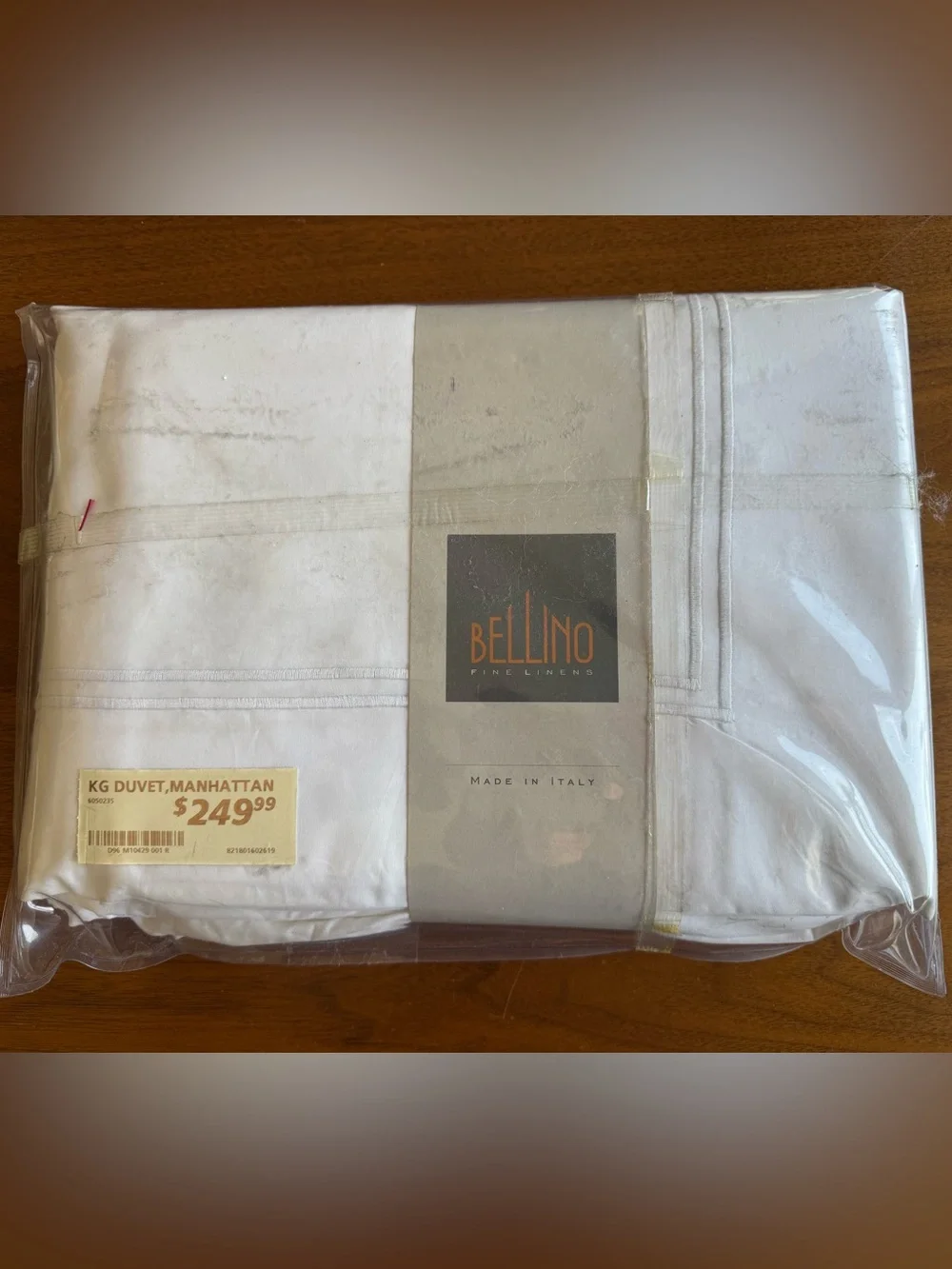 BELLINO King Duvet Cover White 100% Egyptian Cotton Percale 200 TC ITALY